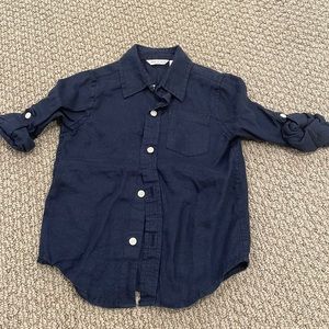 Like new Janie and Jack navy linen button down